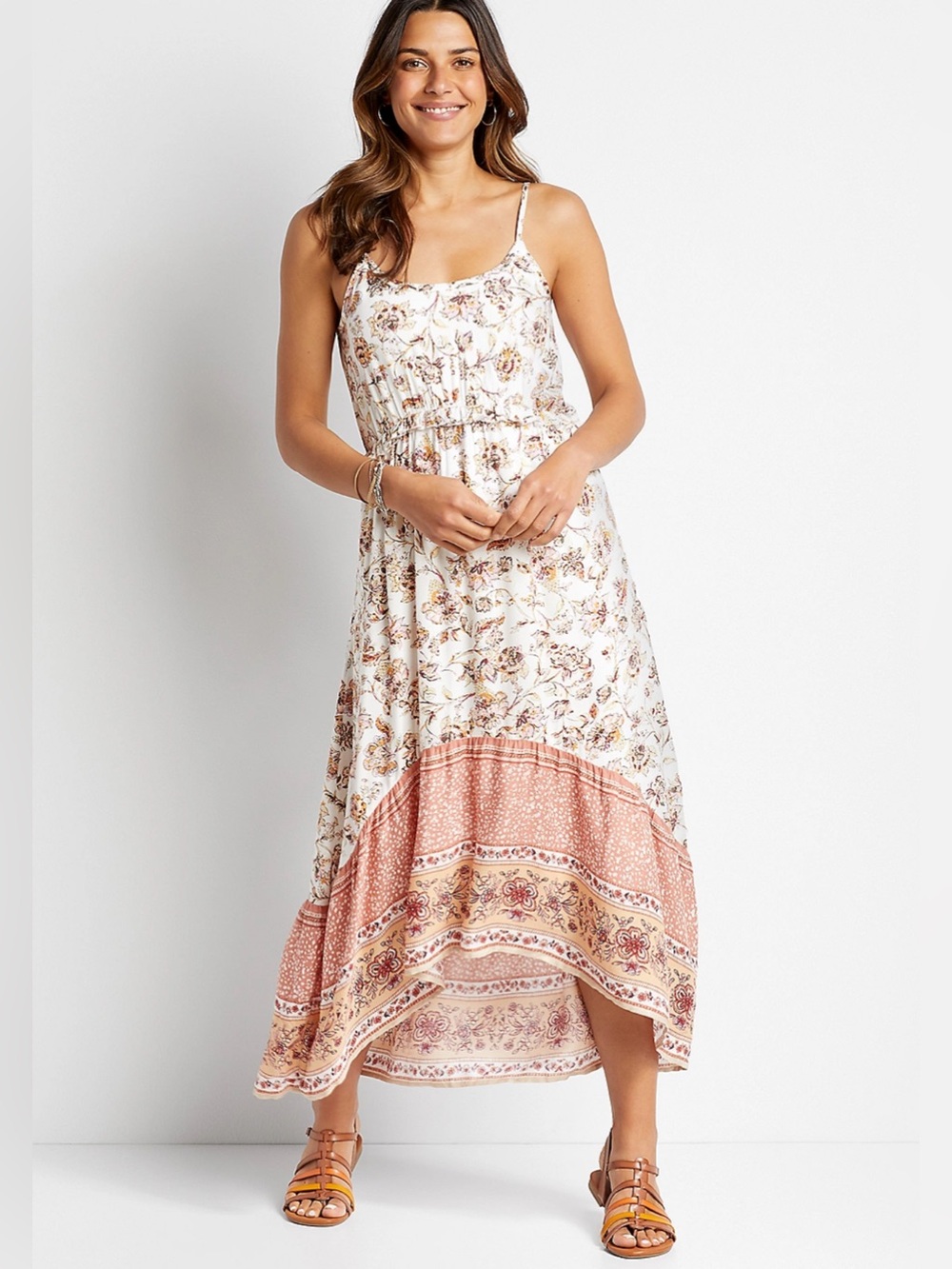 NWT Maurice’s White Floral High Low Midi Dress